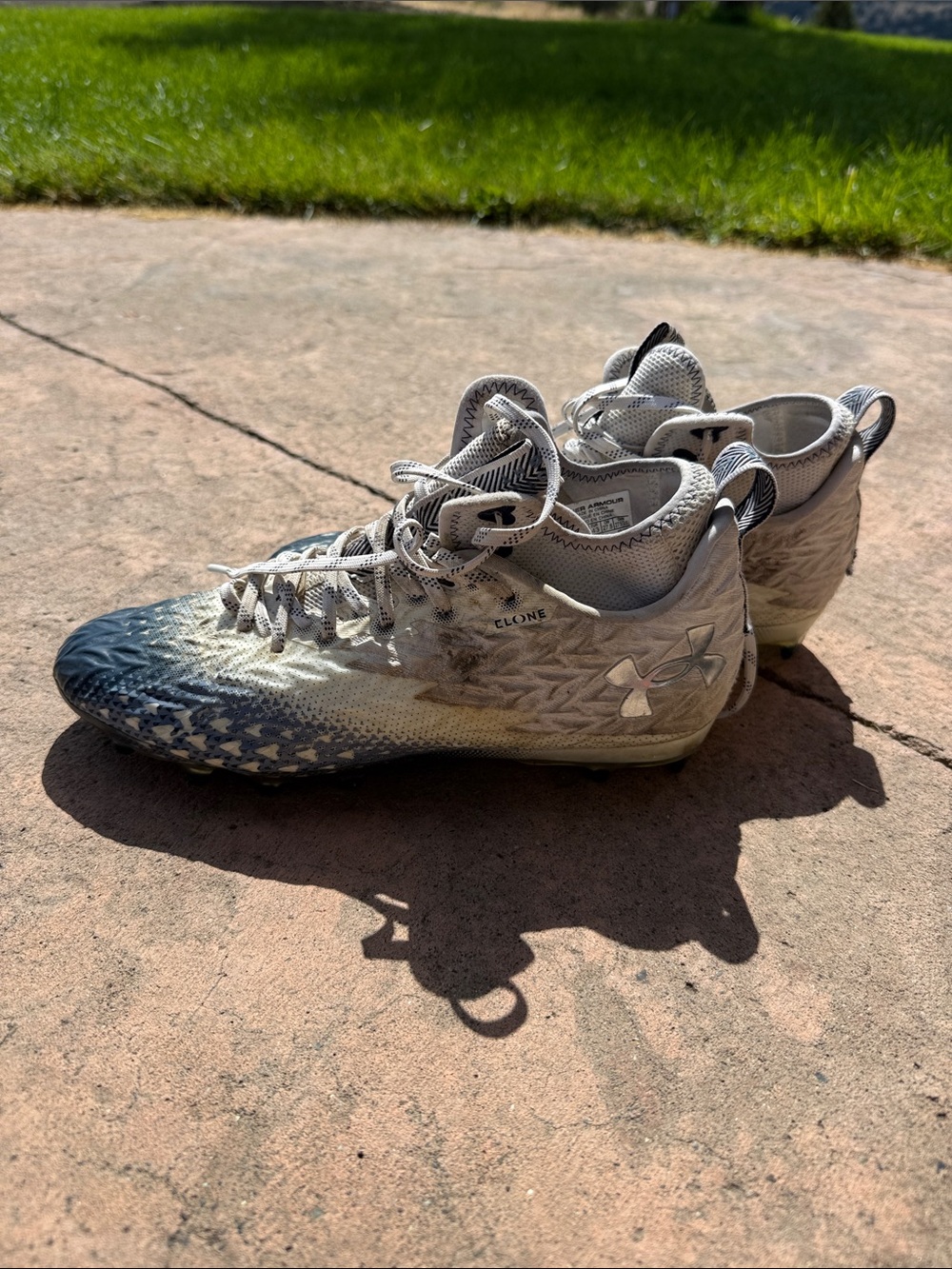 Under Armour Men’s White and Navy Football Cleats